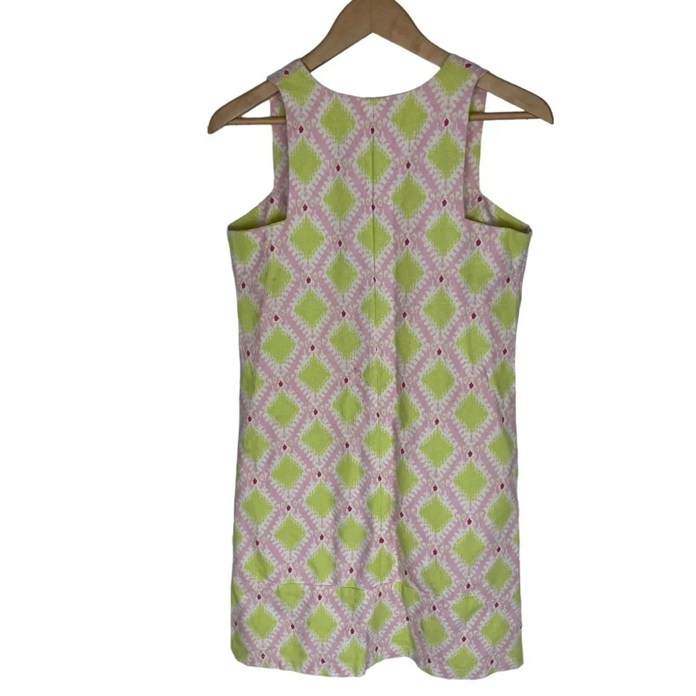 Wiggy Kit Pink Green Geometric‎ Mini Dress Sleeveless Size Small